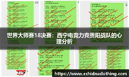 世界大师赛18决赛：西宁电竞力克贵阳战队的心理分析
